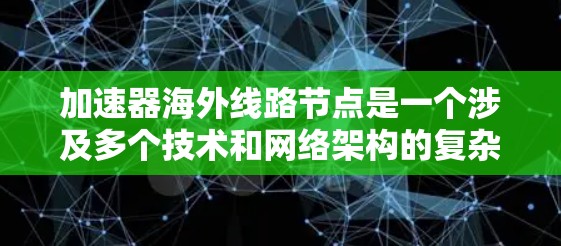 加速器海外线路节点是一个涉及多个技术和网络架构的复杂概念，主要涉及在海外部署的加速器作为网络节点的一部分，以提高数据传输速度和效率。以下是该概念的详细解释