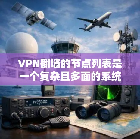 VPN翻墙的节点列表是一个复杂且多面的系统，涵盖了服务器、路由器、防火墙等多个关键组件。以下是对翻墙节点的详细分类和分析
