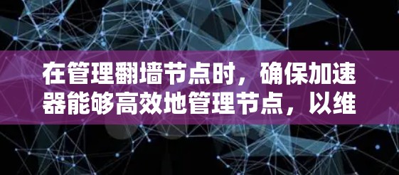 在管理翻墙节点时，确保加速器能够高效地管理节点，以维护游戏的流畅性和资源效率至关重要。以下是对翻墙节点管理的详细指南